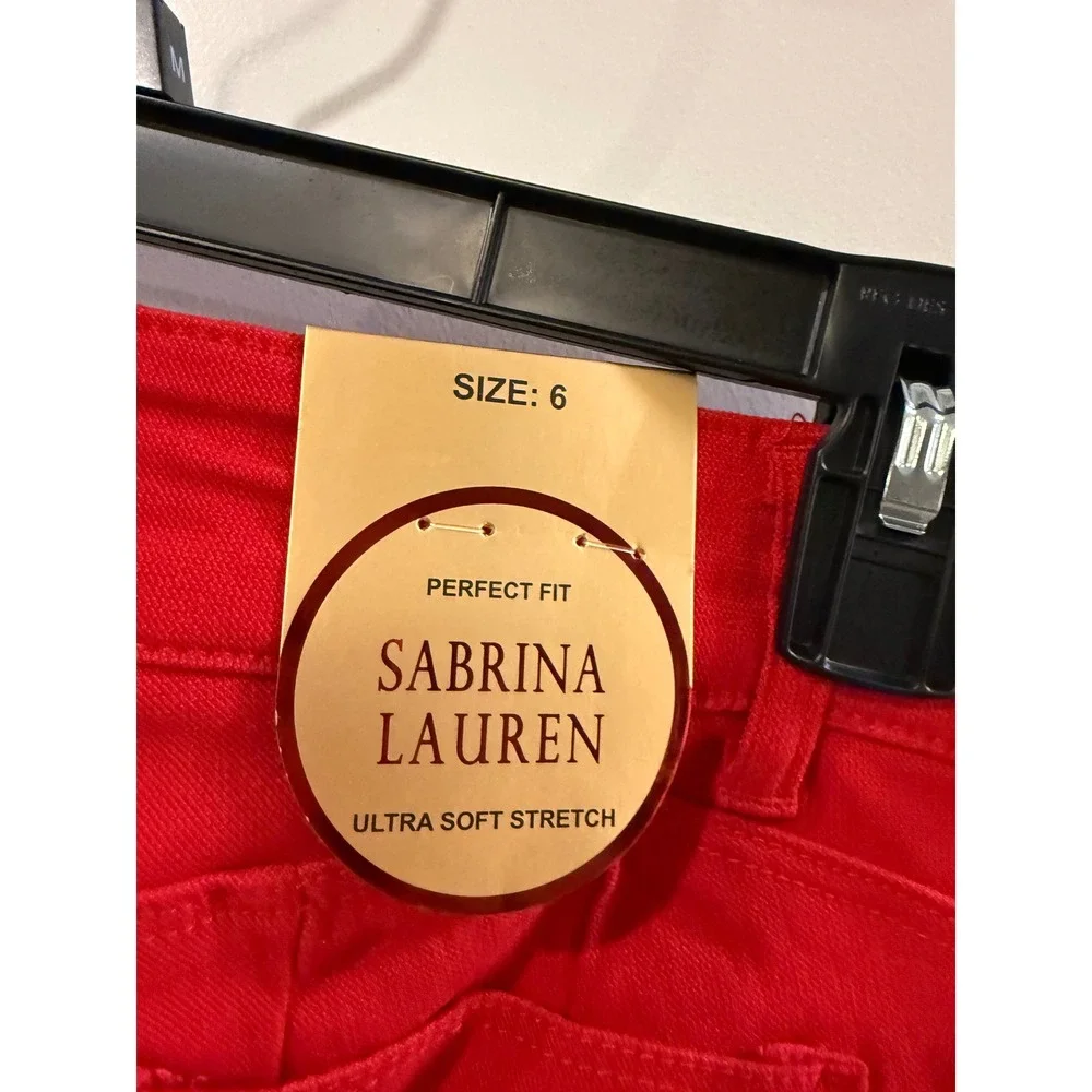 Sabrina Lauren‎ Red Bermuda Shorts Ultra Soft Stretch 5-Pocket HP7156B Mens 6